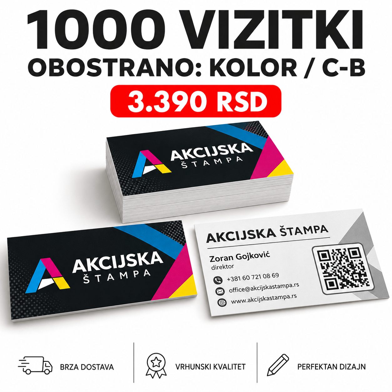Vizit Karte Cena Obostrana Stampa Kolor/Crno-belo 1000 Vizit Karte Cena Obostrana Stampa Kolor/Crno-belo 1000